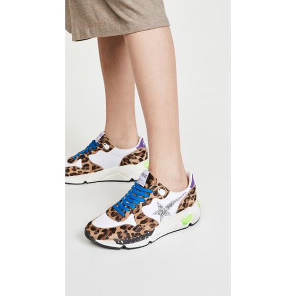 Golden Goose Running Sole Sneakers - Eu 38 Us 8 Leopard Pony/Silver - Picture 1 of 5